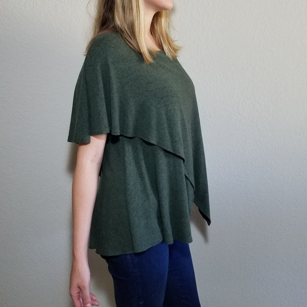 PROMESA HUNTER GREEN BATWING DRAPE SWEATER SMALL - Picture 4 of 7
